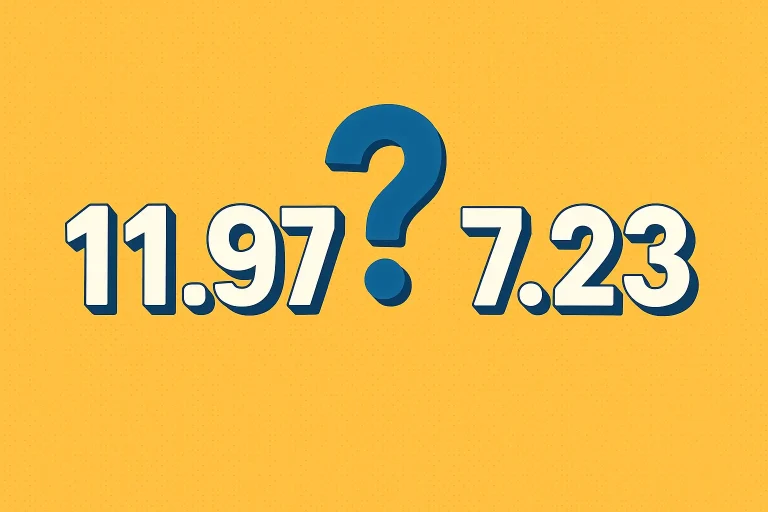 What is the Difference between 11.97 And 7.23